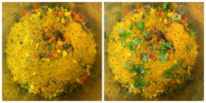 pressure cooked vegetable quinoa pulao collage