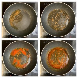 step to add cumin seeds and red chilli powder in ghee collage