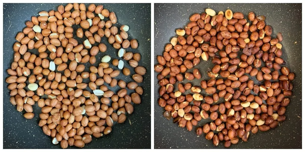 step to roast the peanuts till brown collage