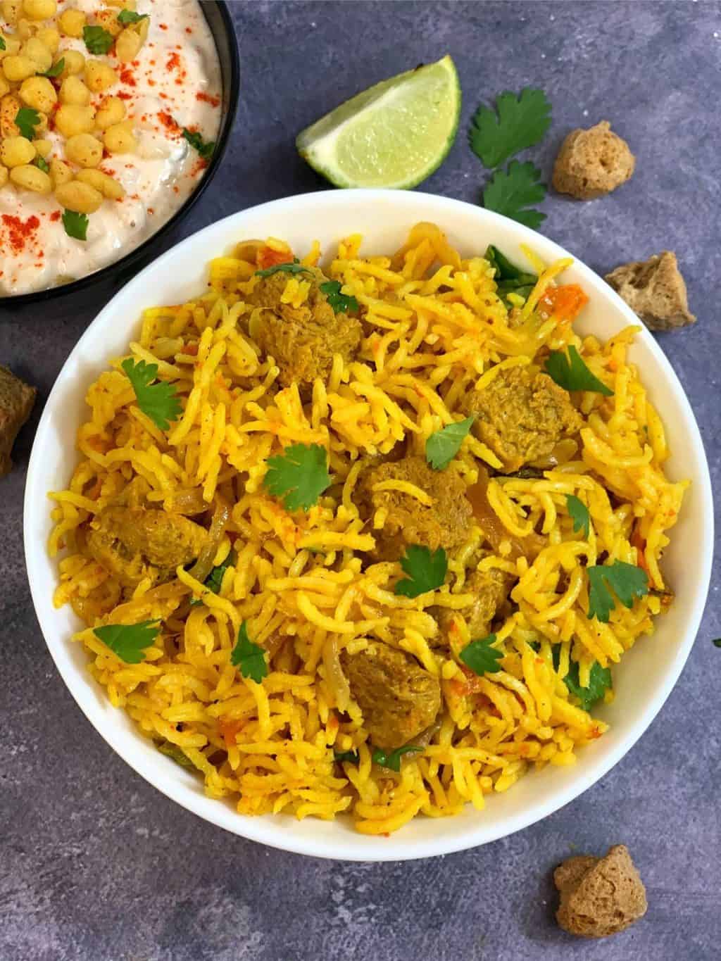 Instant Pot Soya Chunks Biryani Indian Veggie Delight