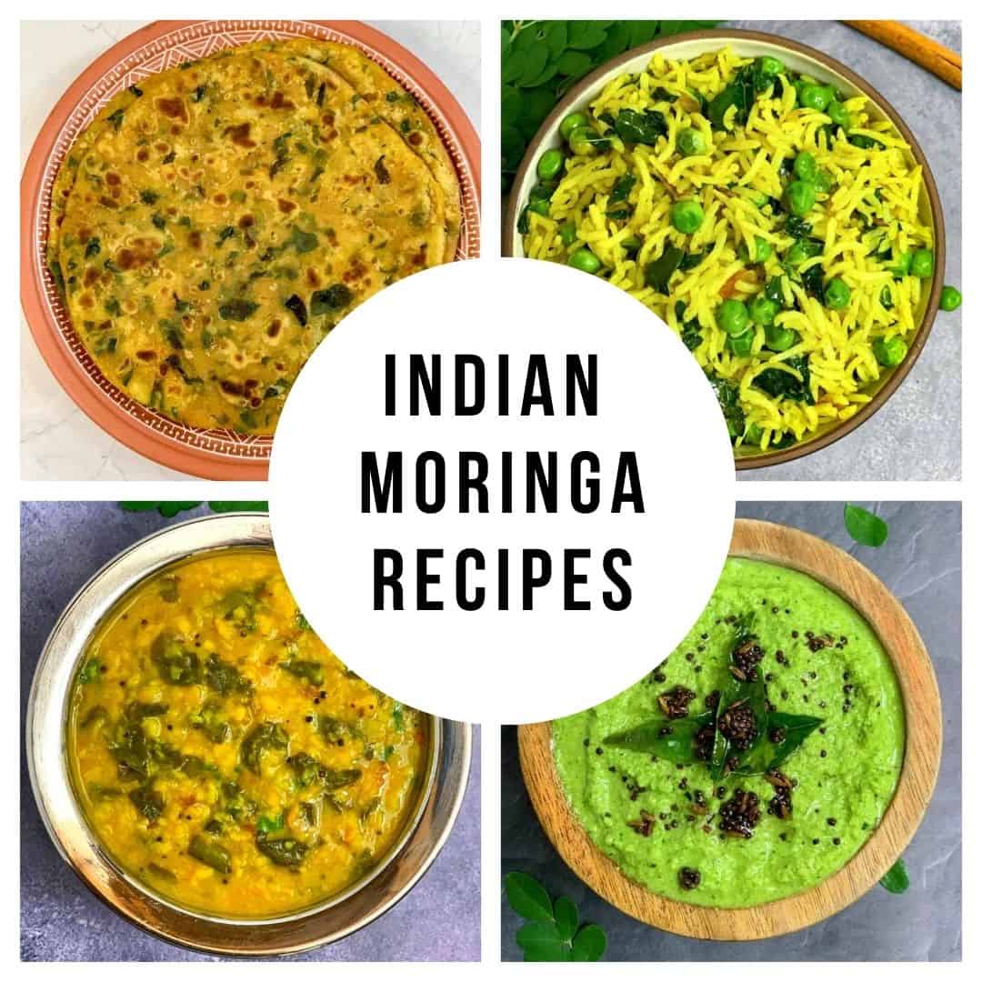 indian moringa/drum stick leaves recipes collage