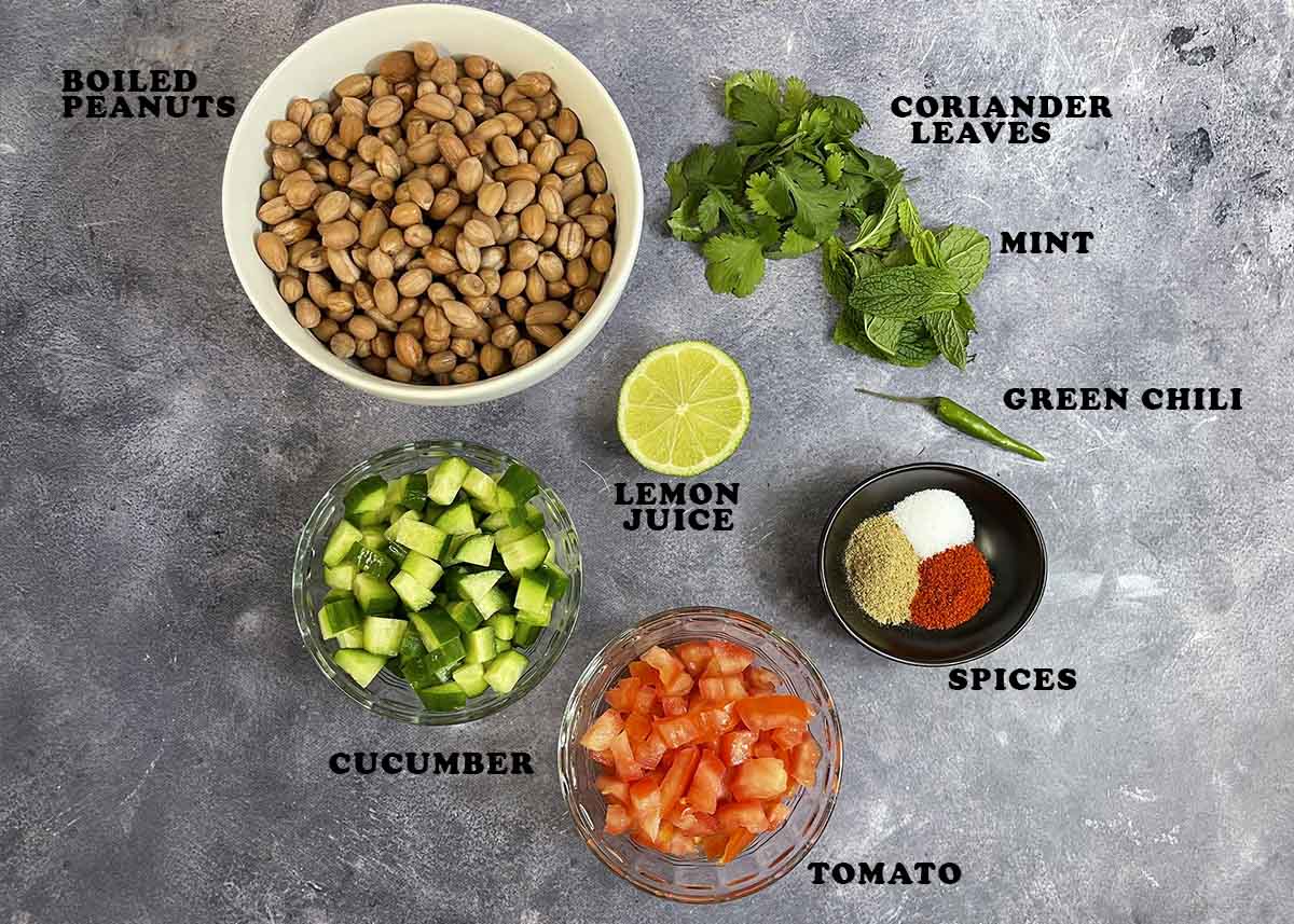 Boiled Peanut Salad (chaat) Ingredients