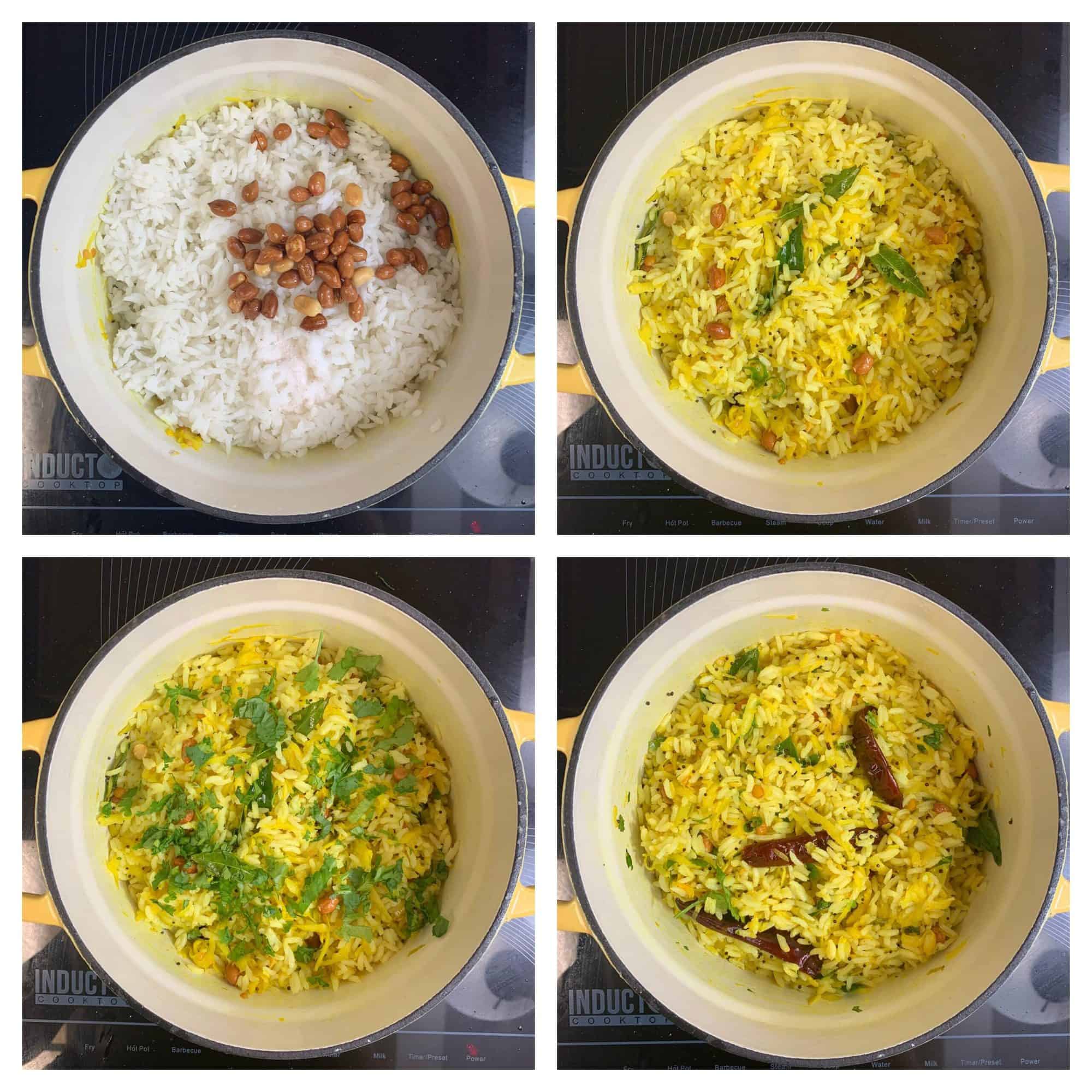 step to add cooked rice and mix well collage