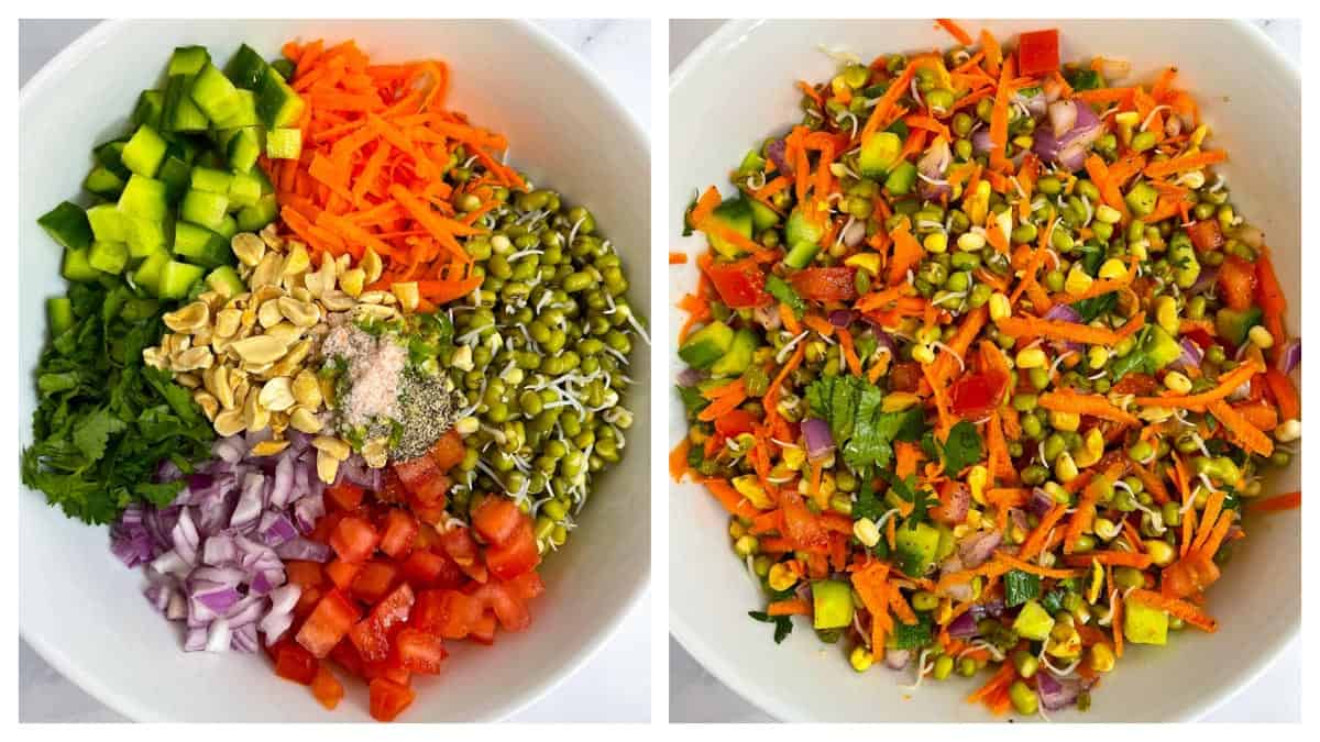 step to add all the ingredients in a bowl collage