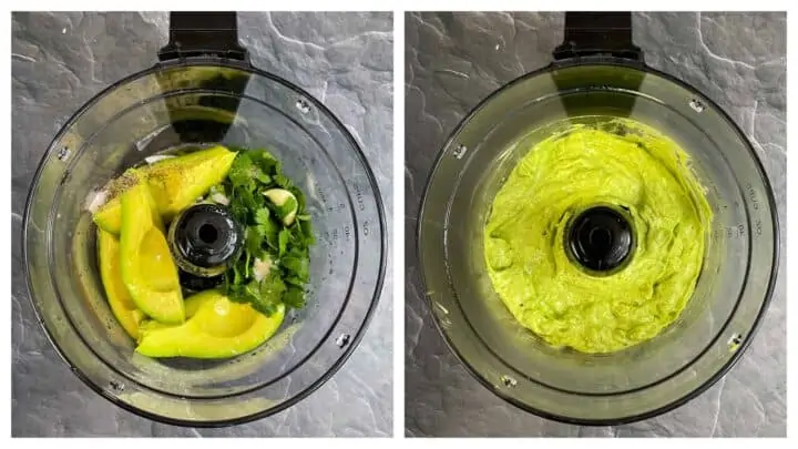 step to prepare avocado sauce collage