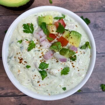 avocado raita served in a bowl