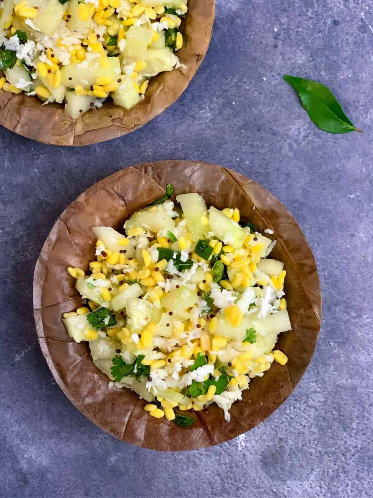 Hesaru Bele Southekayi Kosambari or Cucumber Kosambari served in a bowl garnished with cilantro