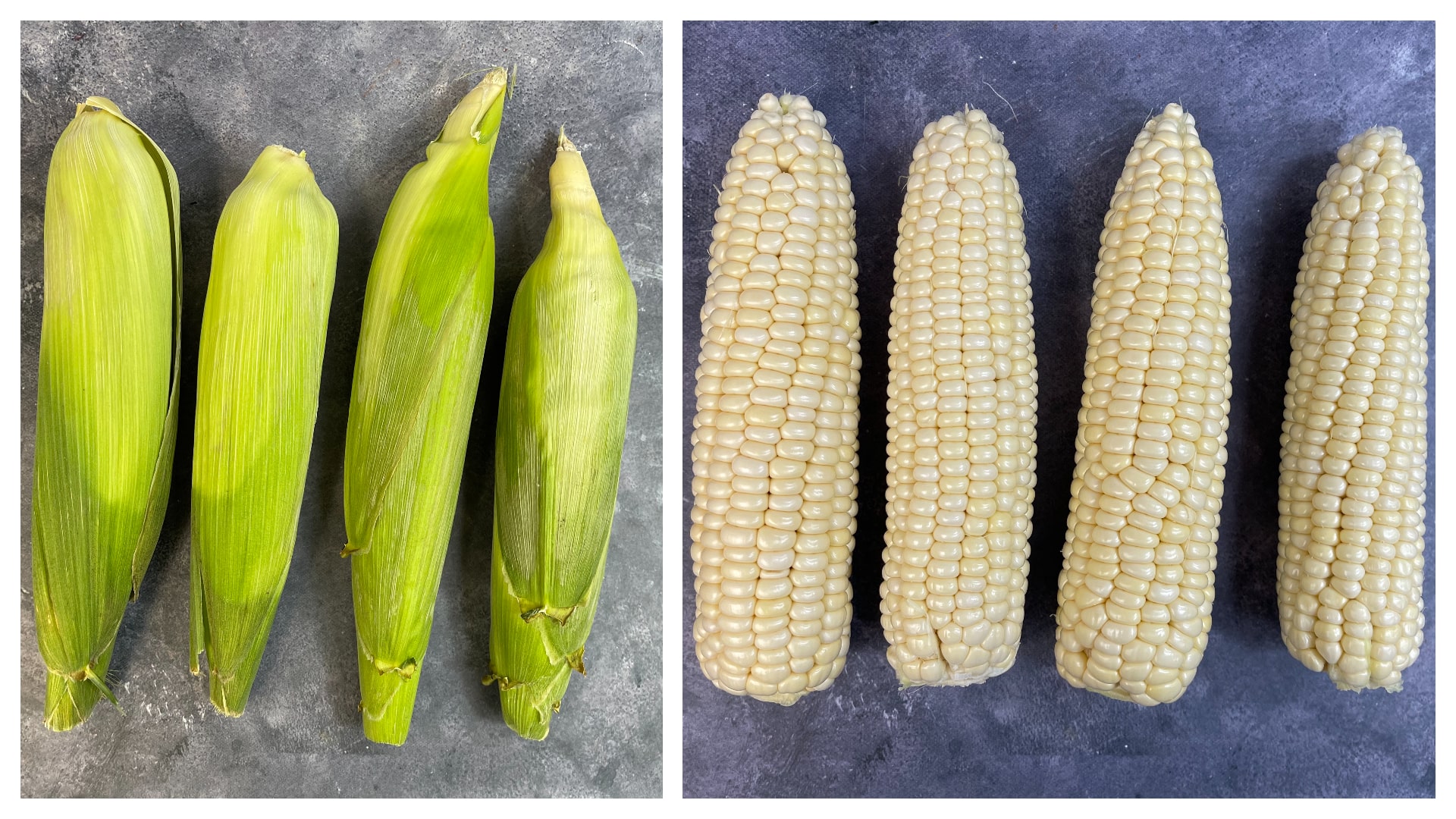 step to remove husk and silks from corn 