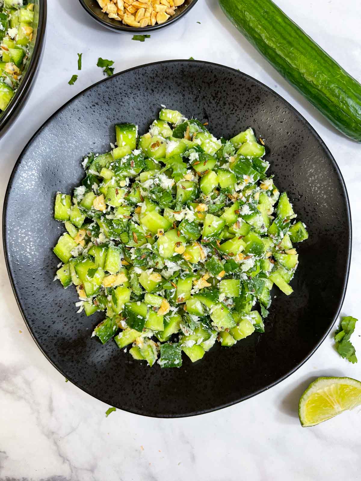 indian cucumber salad served on a plate