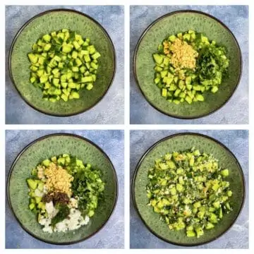 step to combine all salad ingredients collage
