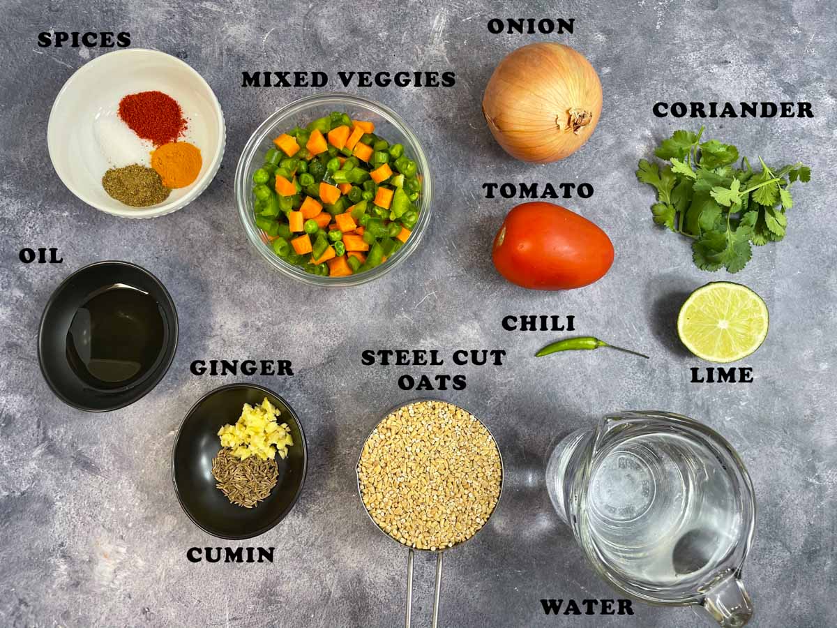 Masala Oats (Savory Oatmeal) Ingredients