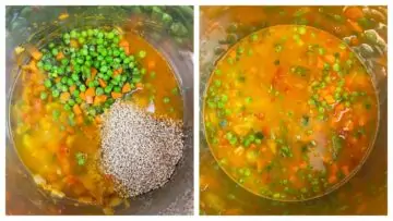 step to add vegetables, steel cut oats, water collage