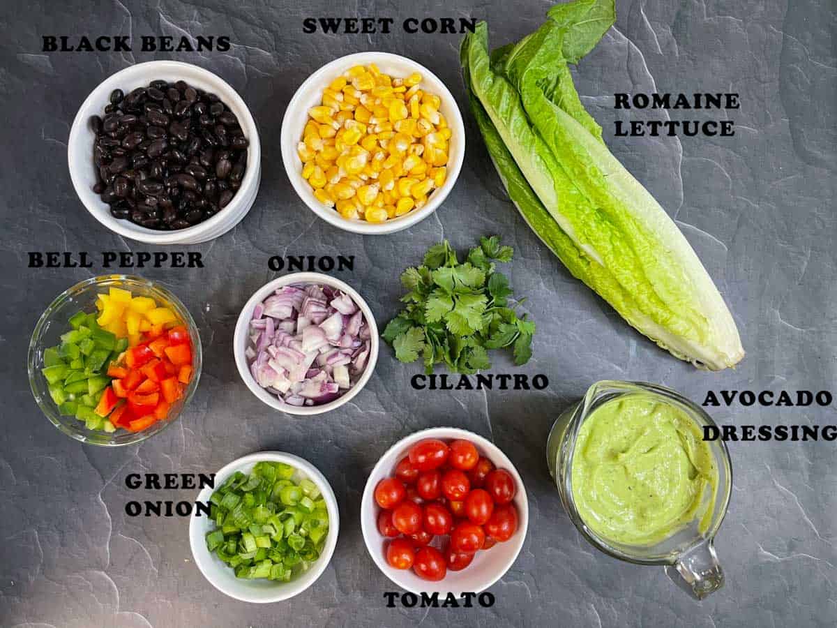 Southwestern Salad with Avocado Dressing Ingredients