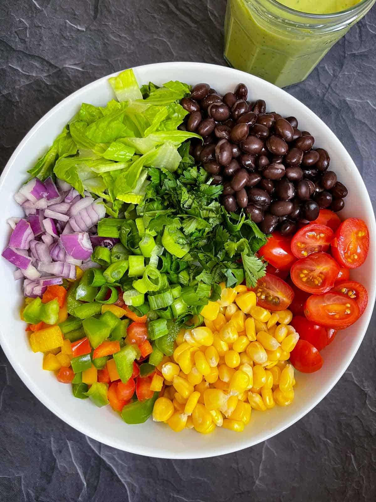 southwest salad ingredients in a bowl