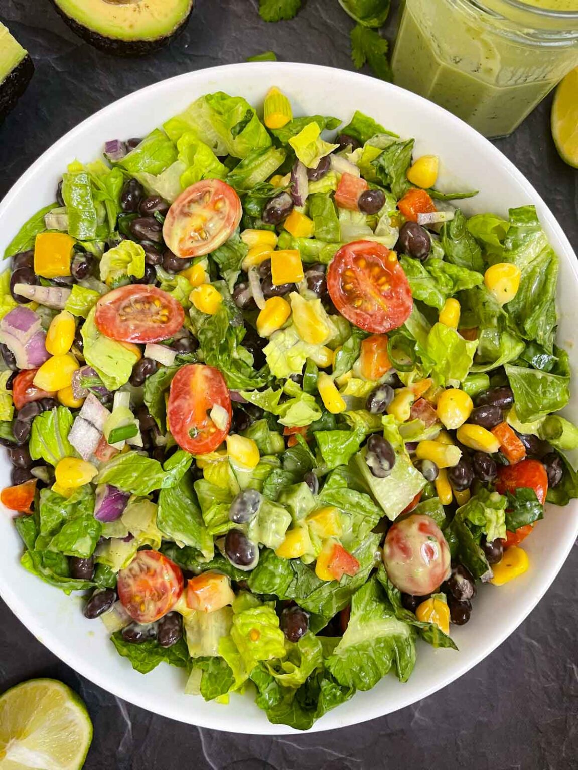 Southwestern Salad with Avocado Dressing Indian Veggie Delight