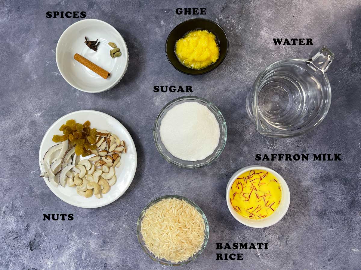 zarda pulao Ingredients