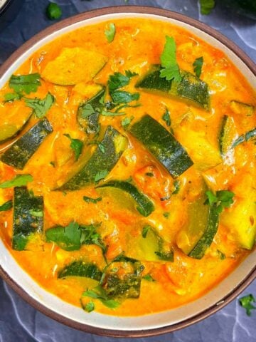 zucchini curry served in a bowl