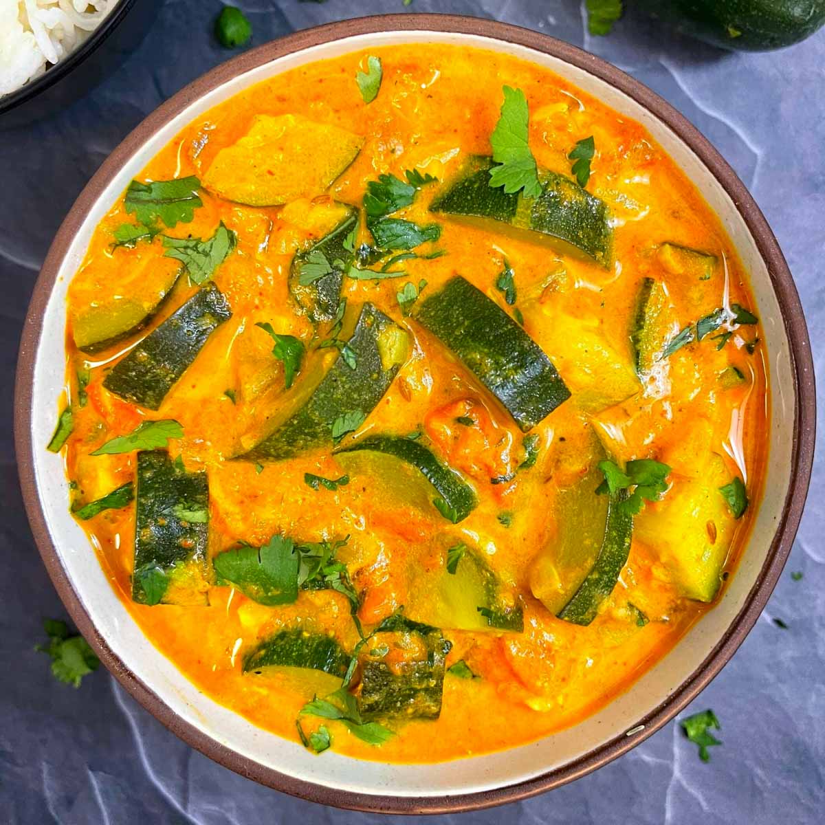 zucchini curry served in a bowl