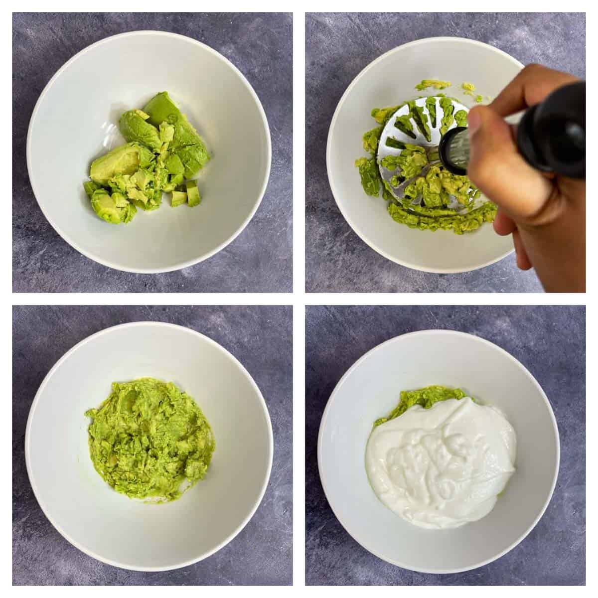 step to mash the avocado collage