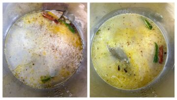 step to add rice, water and pressure cook collage