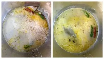 step to add rice, water and pressure cook collage
