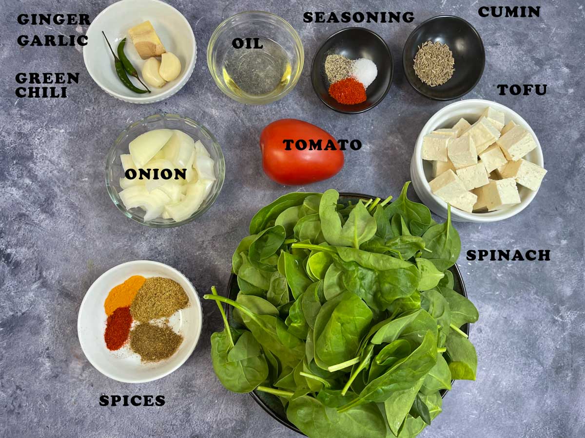 palak tofu ingredients