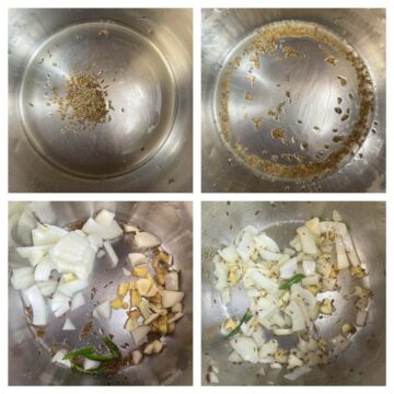 step to saute onions, ginger and garlic collage