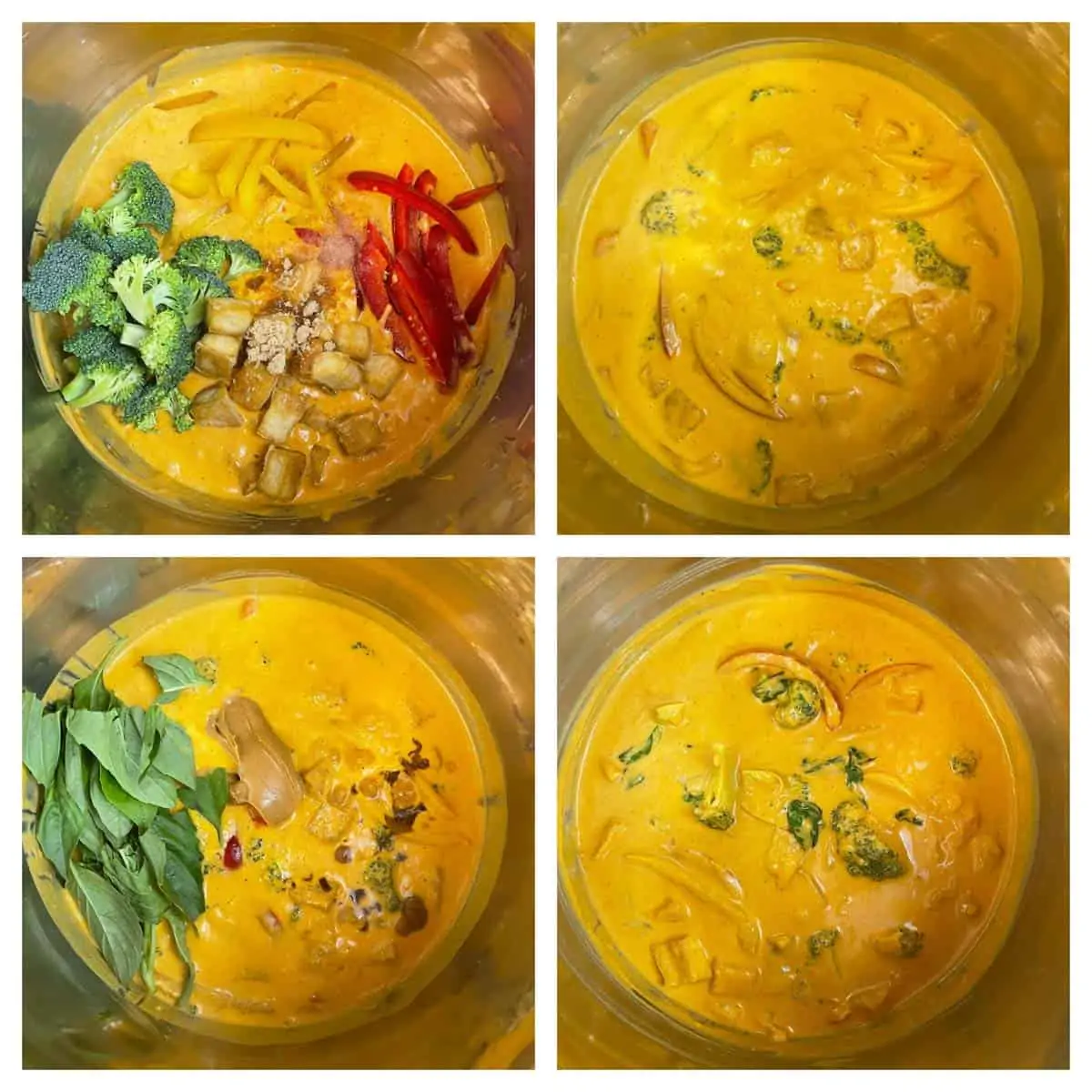 step to add veggies and tofu the panang curry collage