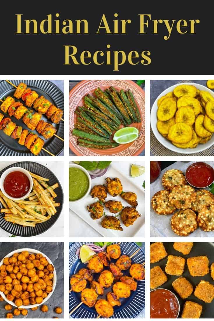 collage of indian air fryer vegetarian recipes