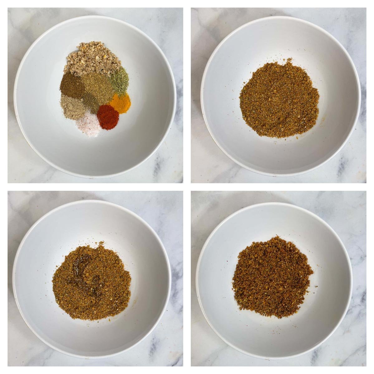 step to prepare spice mixture collage