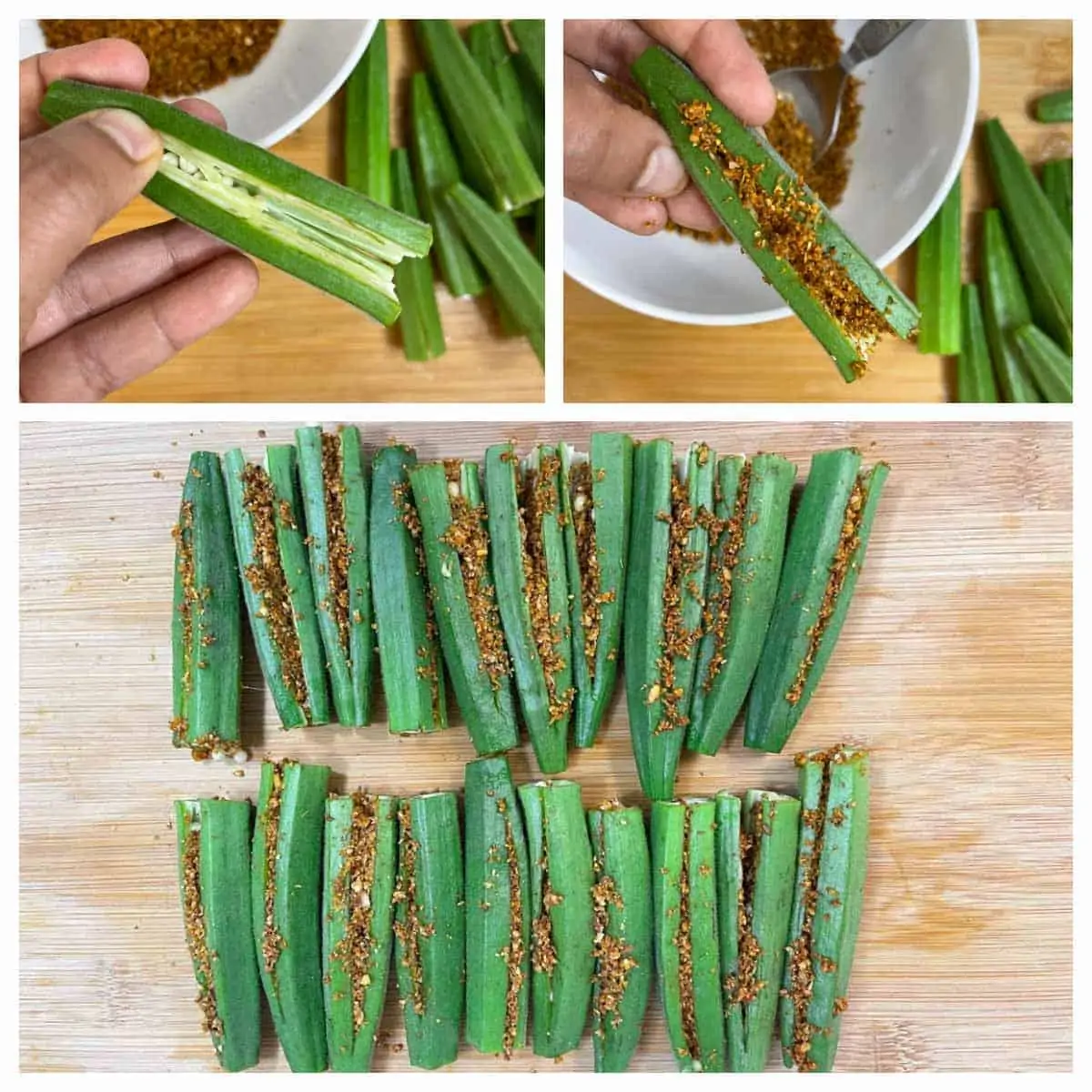 step to stuff the bhindi collage