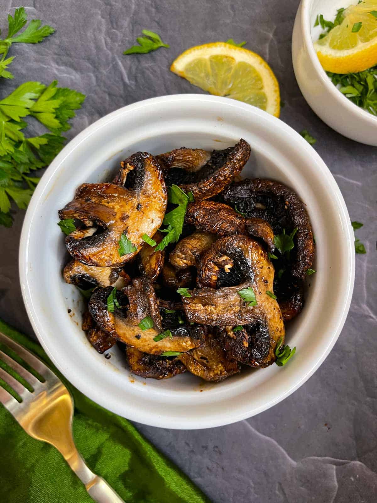 roasted mushrooms in a bowl