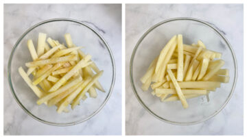 step to season the french fries collage