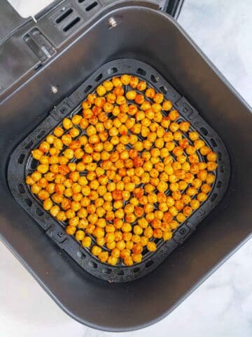 step to air fry chickpeas in an air fryer basket