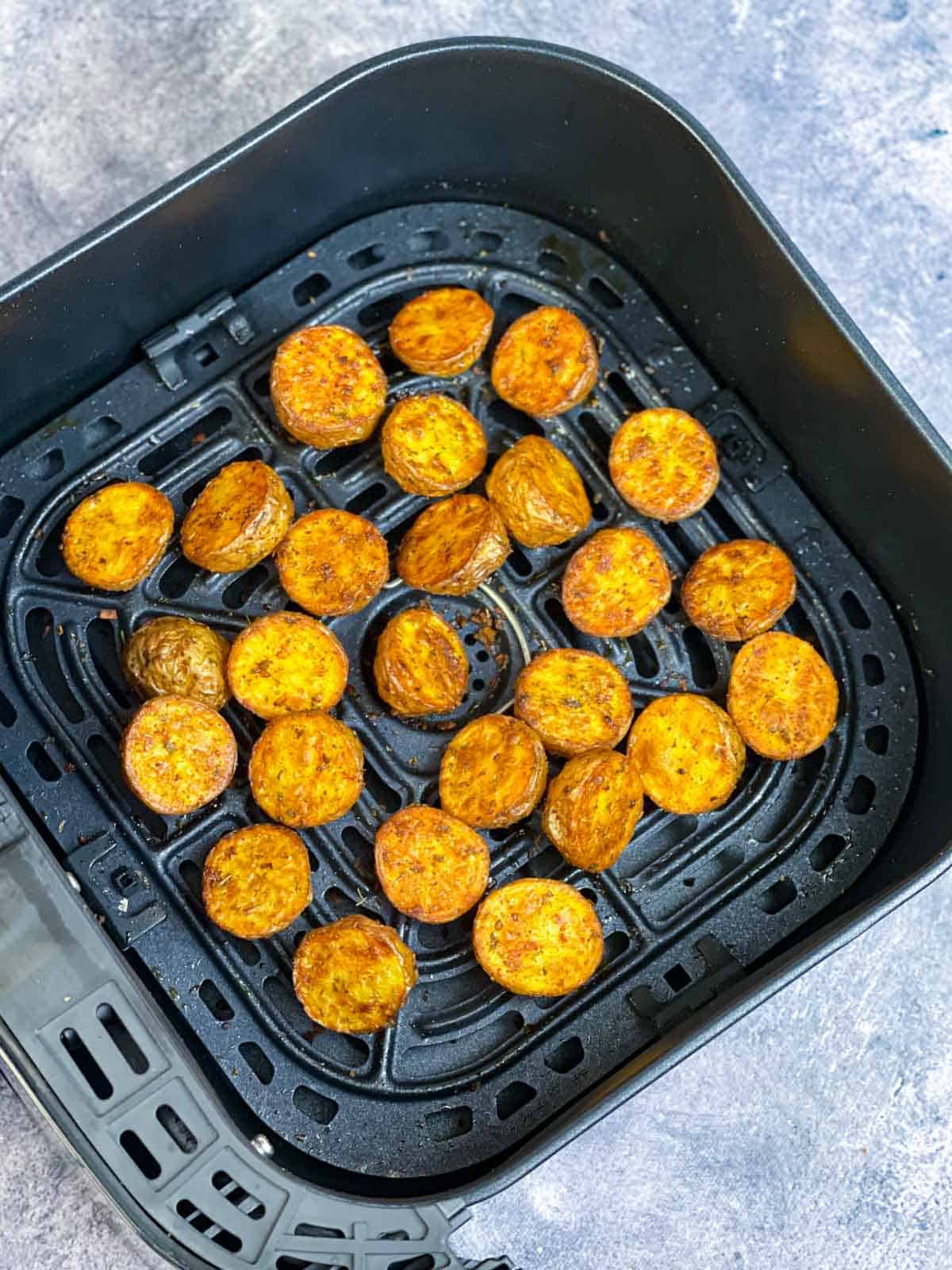 air fried roasted potatoes in the basket