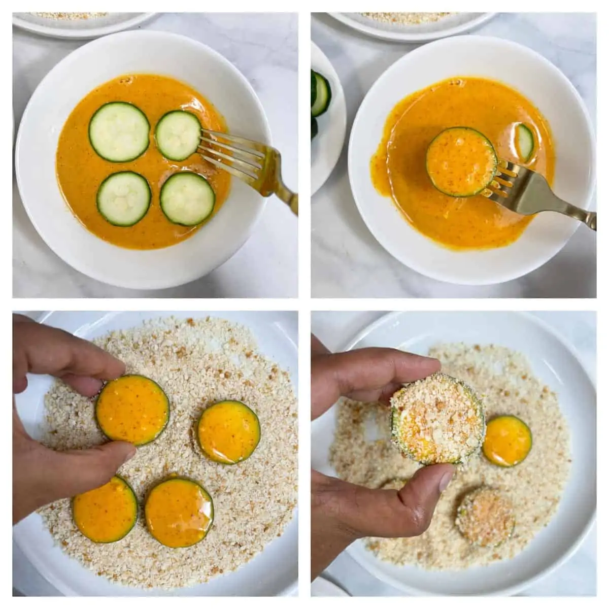 step to bread zucchini using panko collage