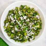 asparagus poriyal served on a bowl