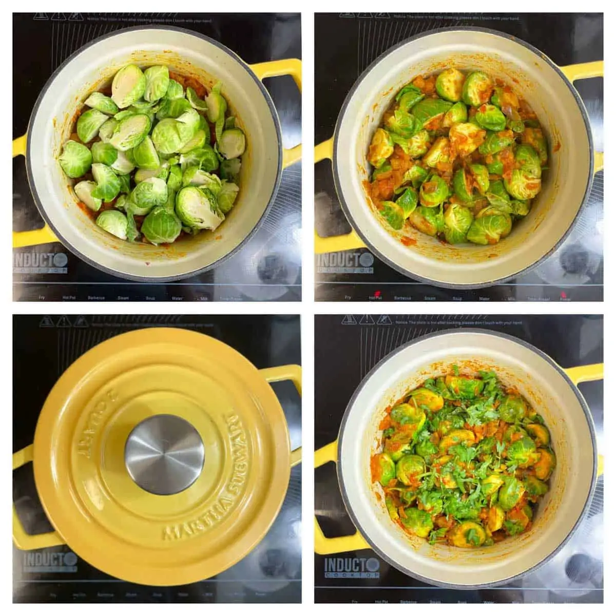 steps to cook brussels sprouts on medium flame collage