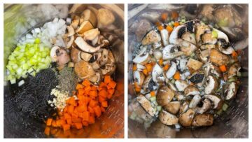 step to put all the ingredients in the instant pot collage