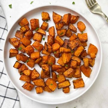 roasted butternut squash served in a plate