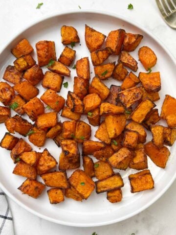 roasted butternut squash served in a plate