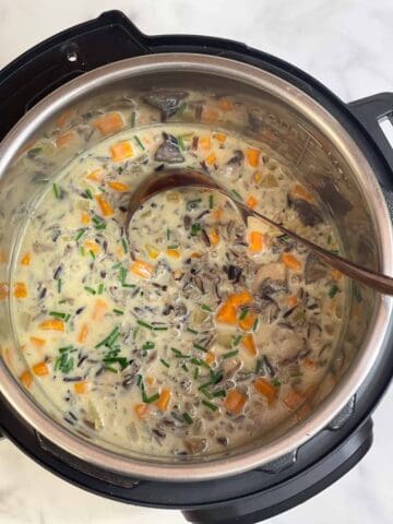 wild rice soup in a pot