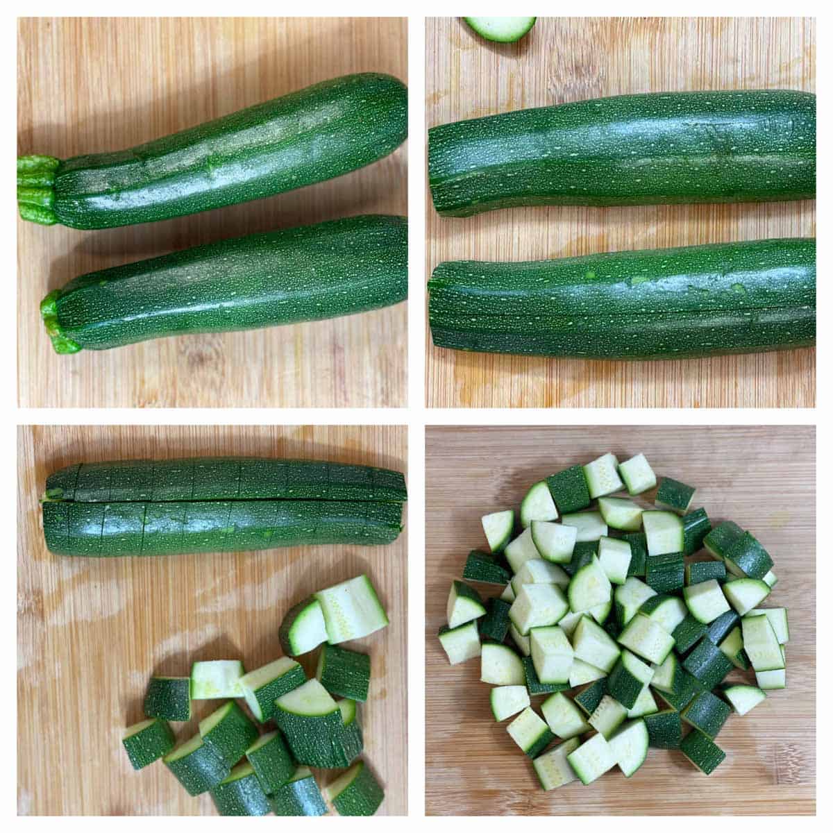 step to dice zucchini collage