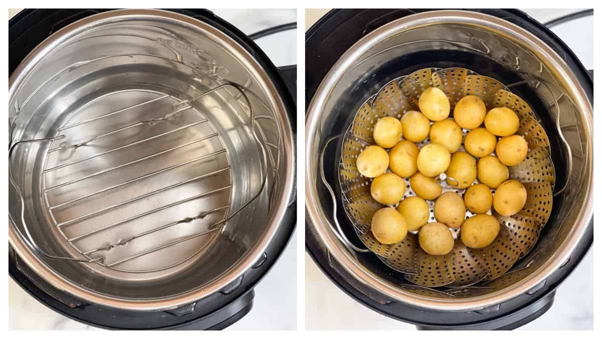 step to boil baby potatoes in instant pot collage