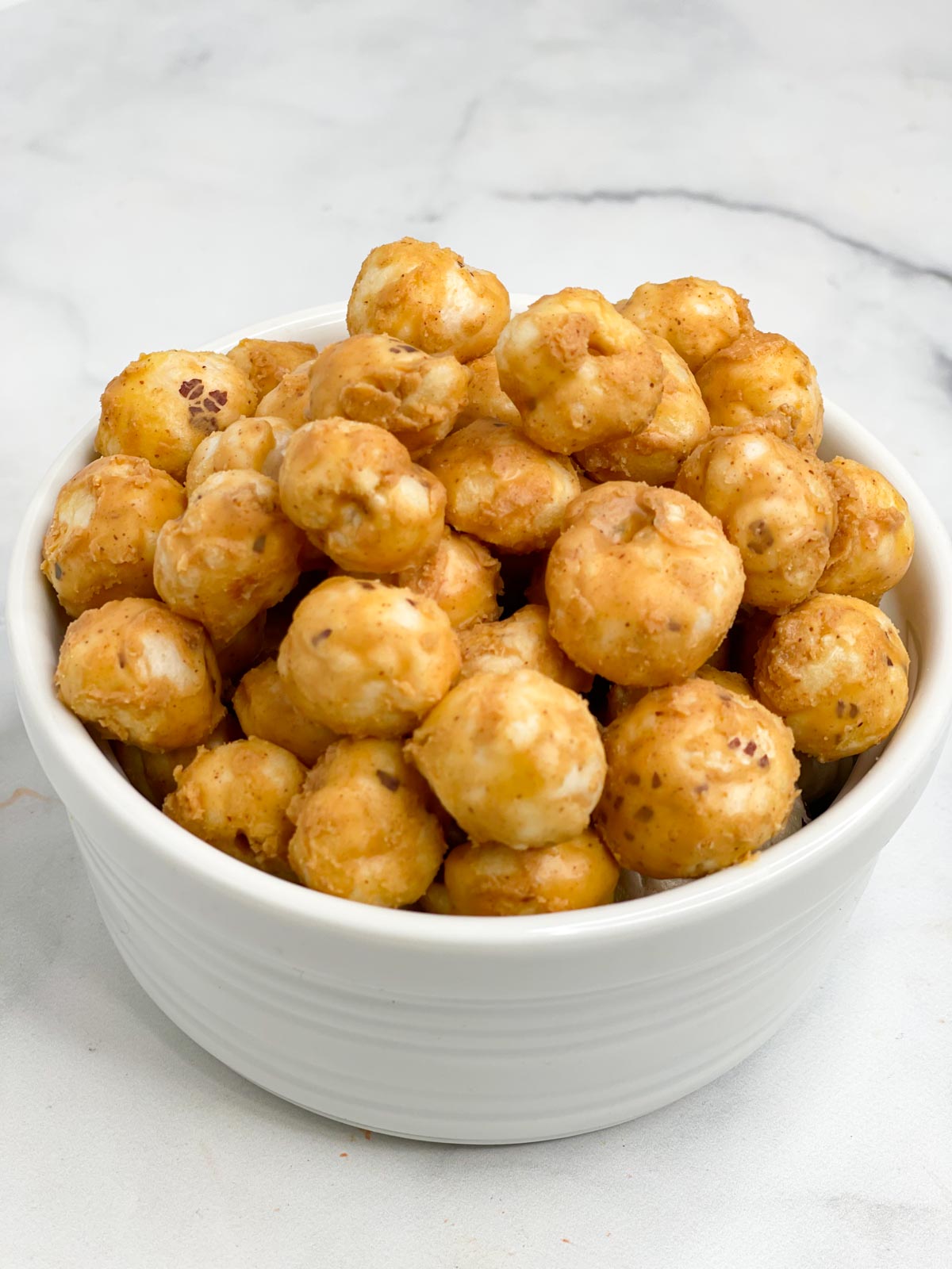 peanut butter makhana served in a bowl