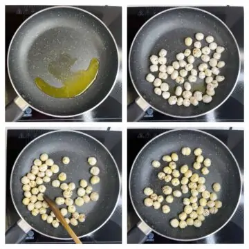 step to roast the makhanas in ghee collage