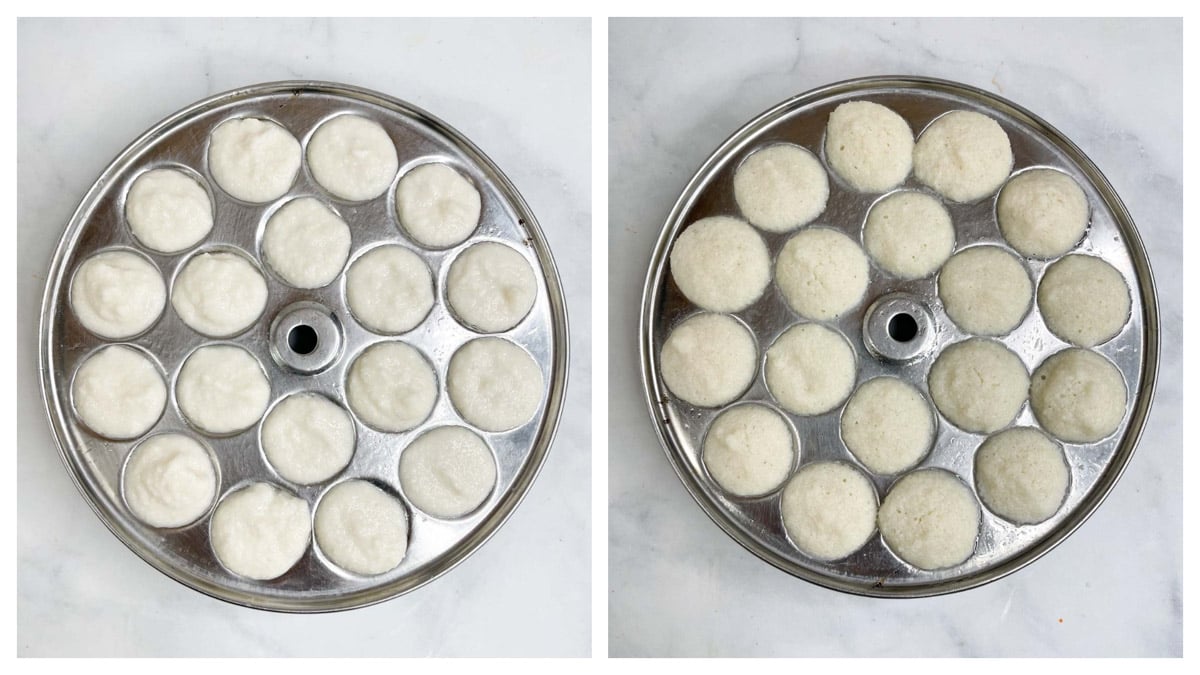 step to make mini idlis collage