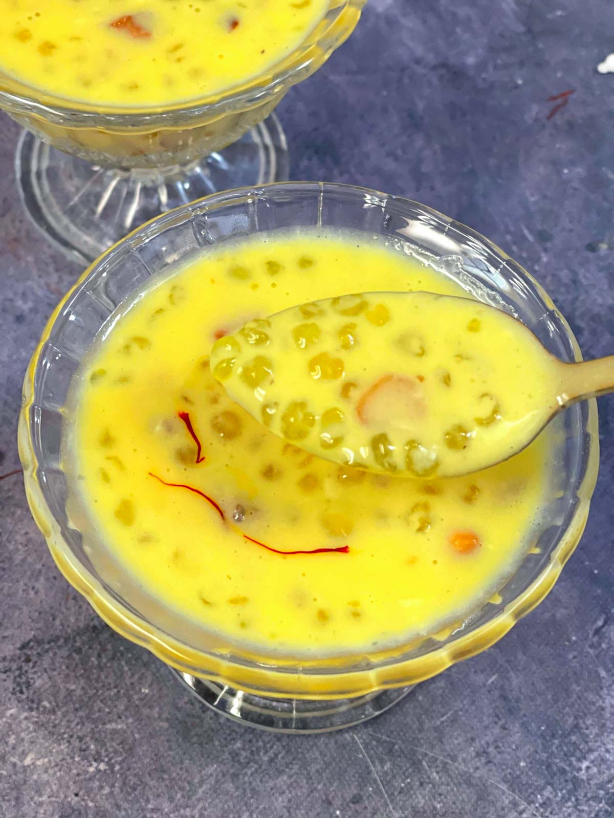 sabudana kheer/tapioca pudding served in a bowl