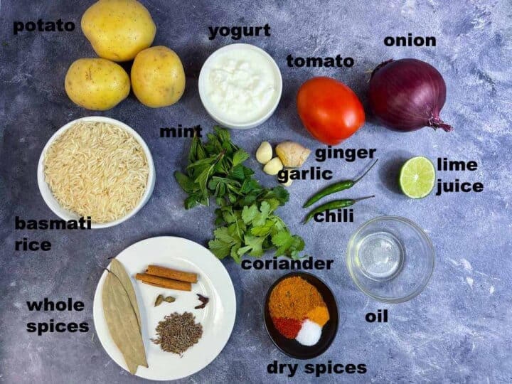 potato biryani ingredients