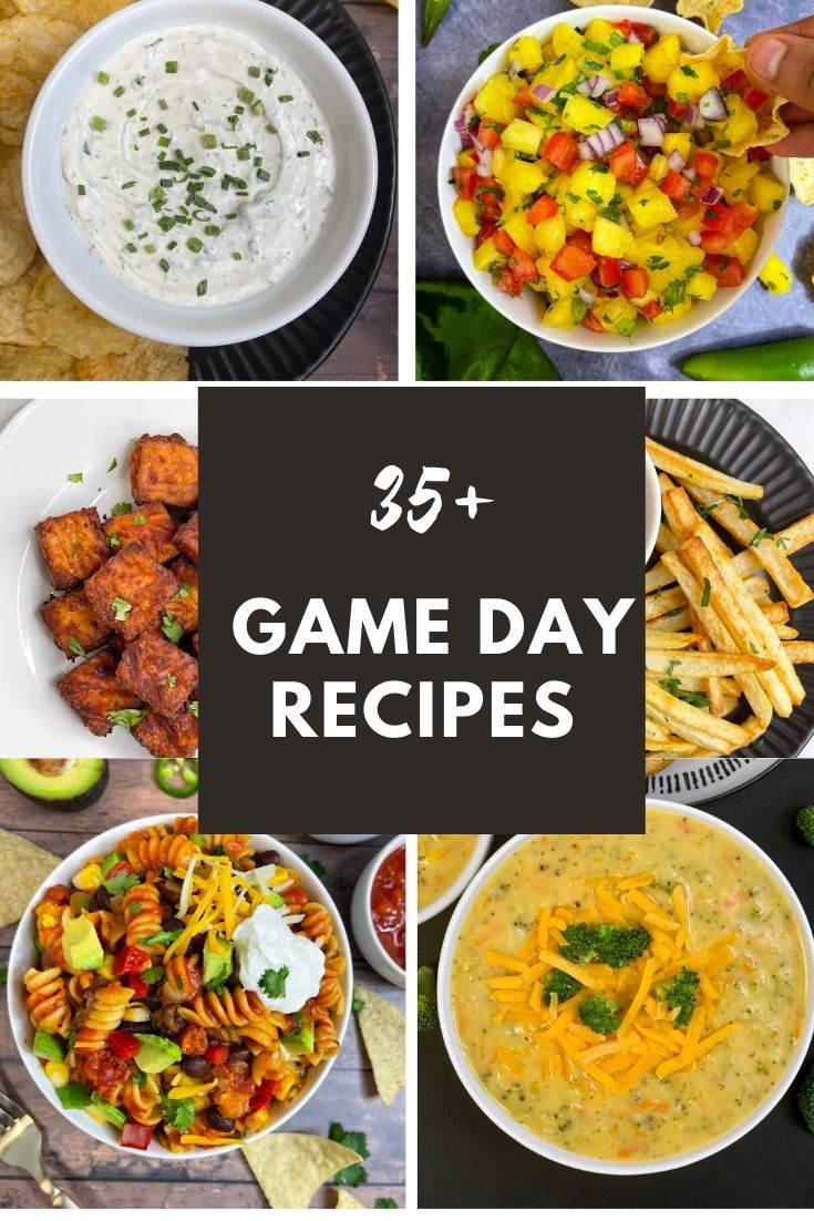 vegetarian game day recipes collage